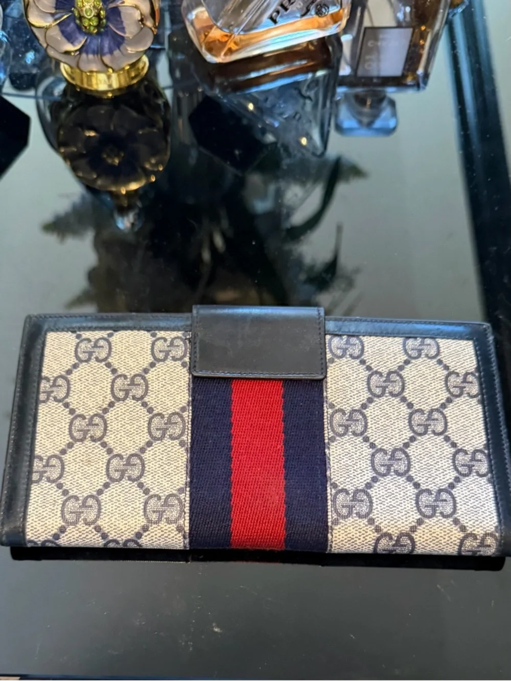 Rare find Vintage Gucci Blue and Grey GG Canvas Wallet only